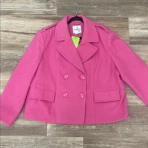 Sam Edelman Vibrant Wool 💕 Pink 💕Pea Coat Size XXL $180